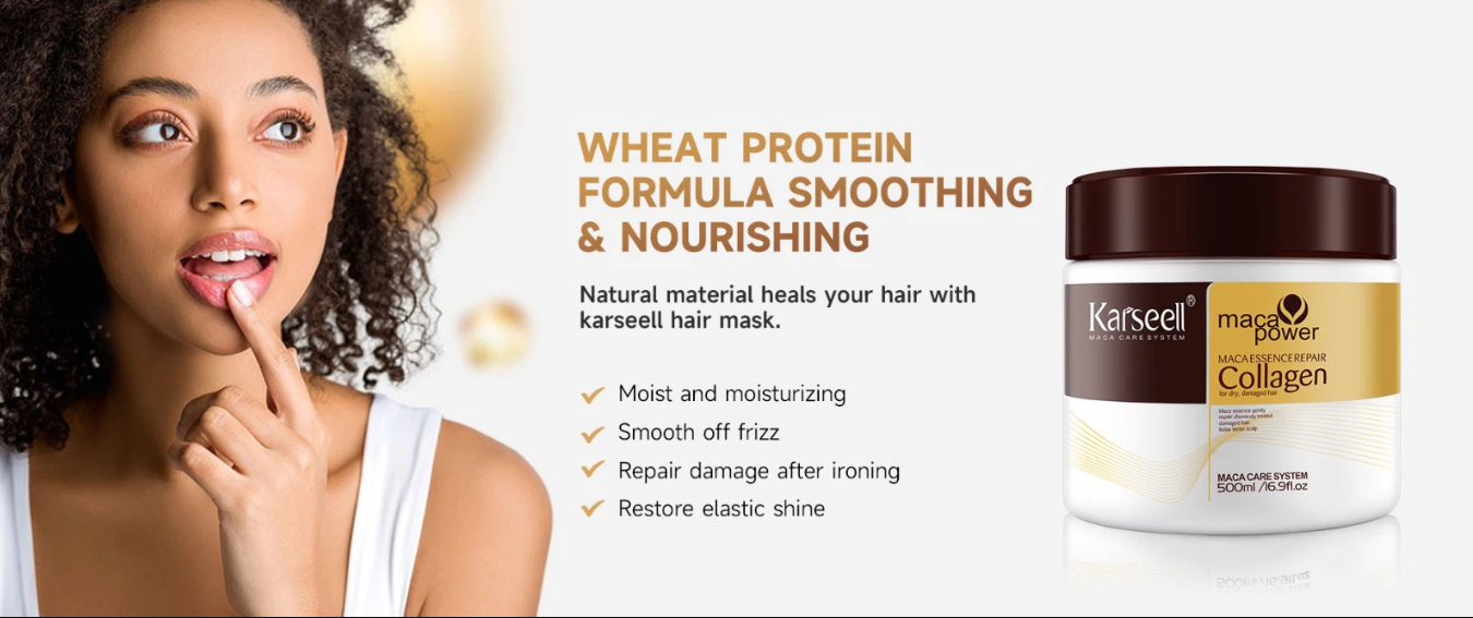 Karseell Collagen Hair Mask – Maca Essence Repair for Dry Frizzy Hair | 500ml