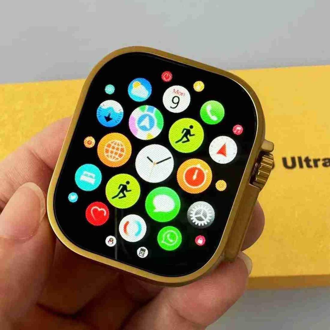 HK9 Ultra – Golden Edition Smart Watch | 2.2” Infinite Display | Bluetooth Calling | Wireless Charging | Fitness & Sleep Tracking | Series 8 Smartwatch