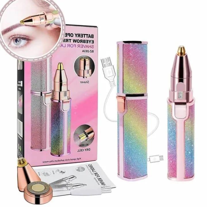 Flawless 2-in-1 Eyebrow Trimmer | Rechargeable Hair Remover with USB Charging Cable and Cleaning Brush