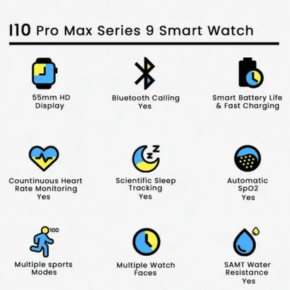 i10 Pro Max Smart Watch Series 9 – Bluetooth Call, AMOLED Display, Fitness & Health Tracker | 49m