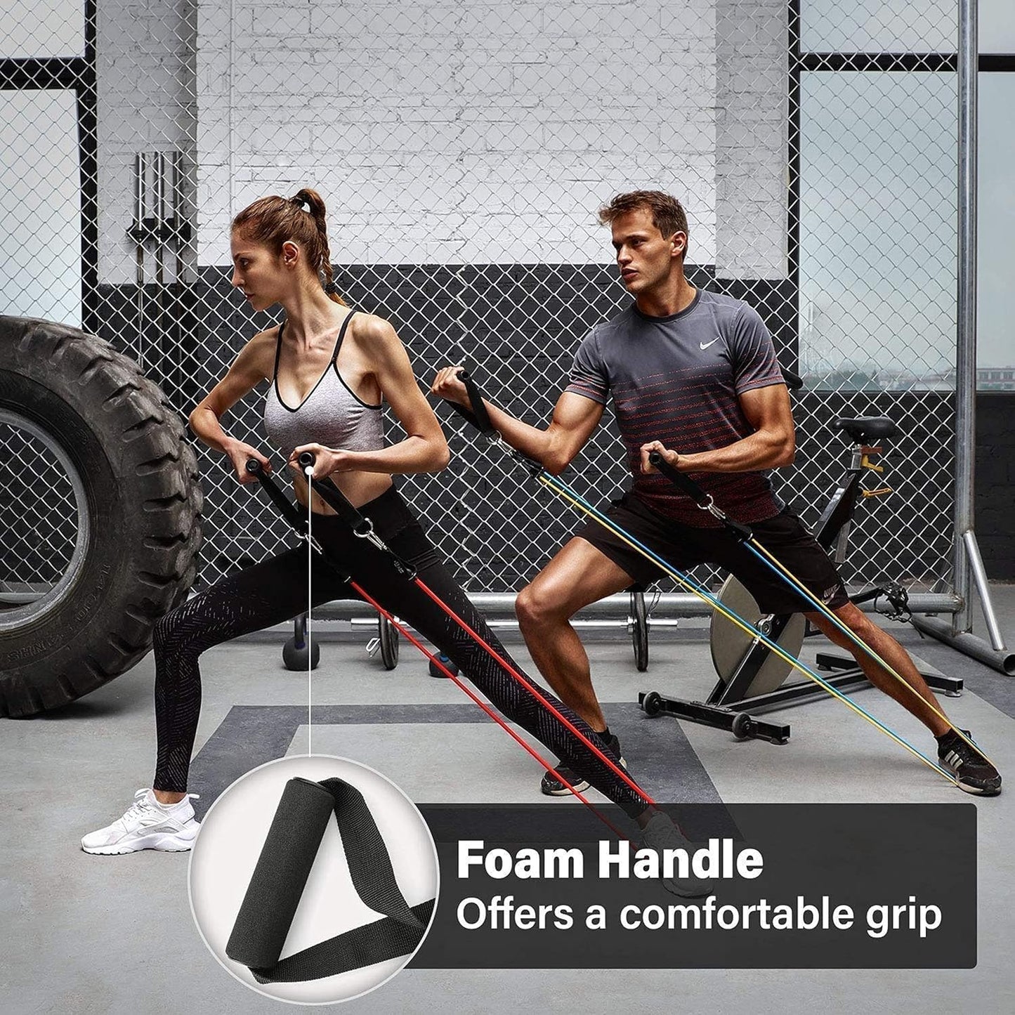 Gym Belt with Box | 5-in-1 Power Exercise Resistance Band Set – Adjustable Fitness Equipment for All | Without Box | Pouch Packing