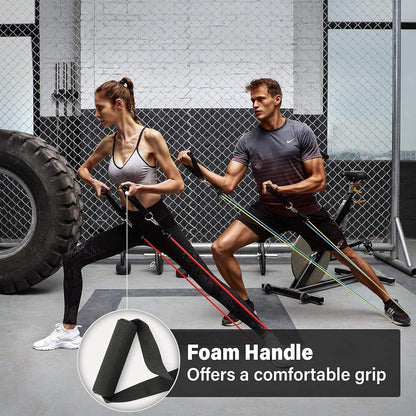 Gym Belt with Box | 5-in-1 Power Exercise Resistance Band Set – Adjustable Fitness Equipment for All | Without Box | Pouch Packing