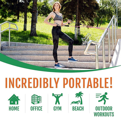 Gym Belt with Box | 5-in-1 Power Exercise Resistance Band Set – Adjustable Fitness Equipment for All | Without Box | Pouch Packing