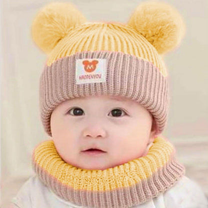 Kid’s Casual Wool Cap & Neck Warmer Set – 2 Pcs | Soft, Warm & Stylish Winter Hat for Boys & Girls