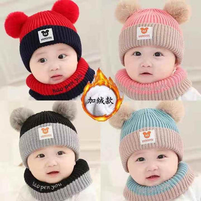 Kid’s Casual Wool Cap & Neck Warmer Set – 2 Pcs | Soft, Warm & Stylish Winter Hat for Boys & Girls