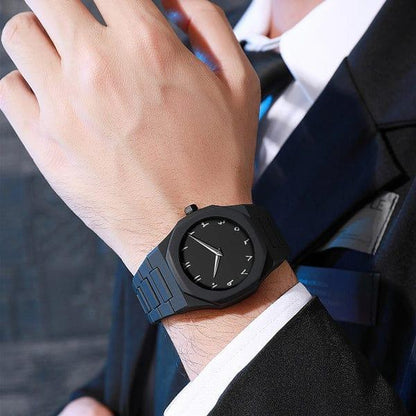 Men's Black Stainless Steel Chain Watch – Sleek Minimal Dial | 1 Pc