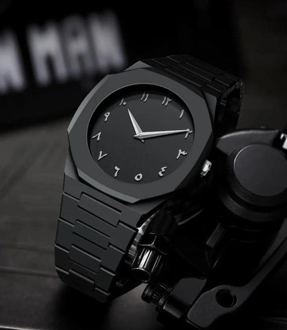 Men's Black Stainless Steel Chain Watch – Sleek Minimal Dial | 1 Pc