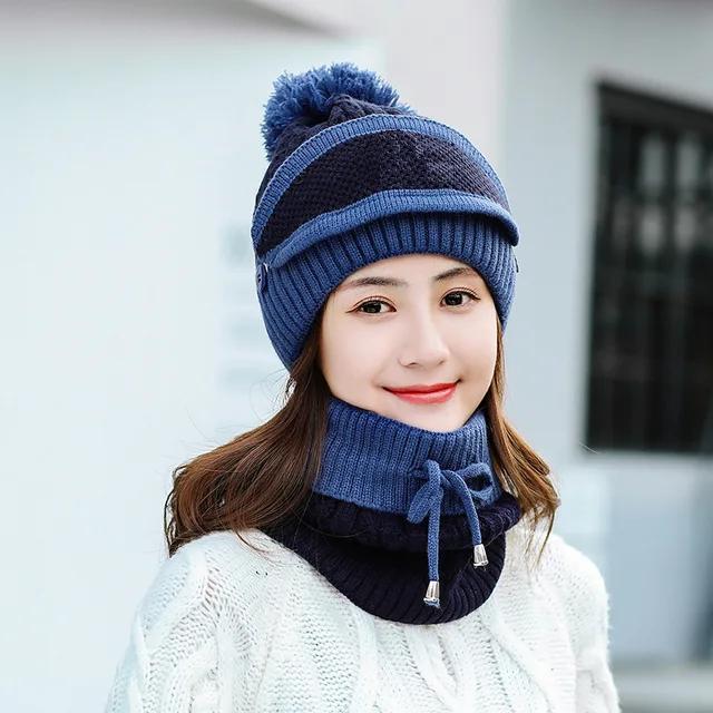 3 Pcs Wool Beanie, Neck Warmer & Face Mask Set – Women’s Winter Warm Plain Knitted Cap | Soft, Cozy & Windproof Cold Weather Set