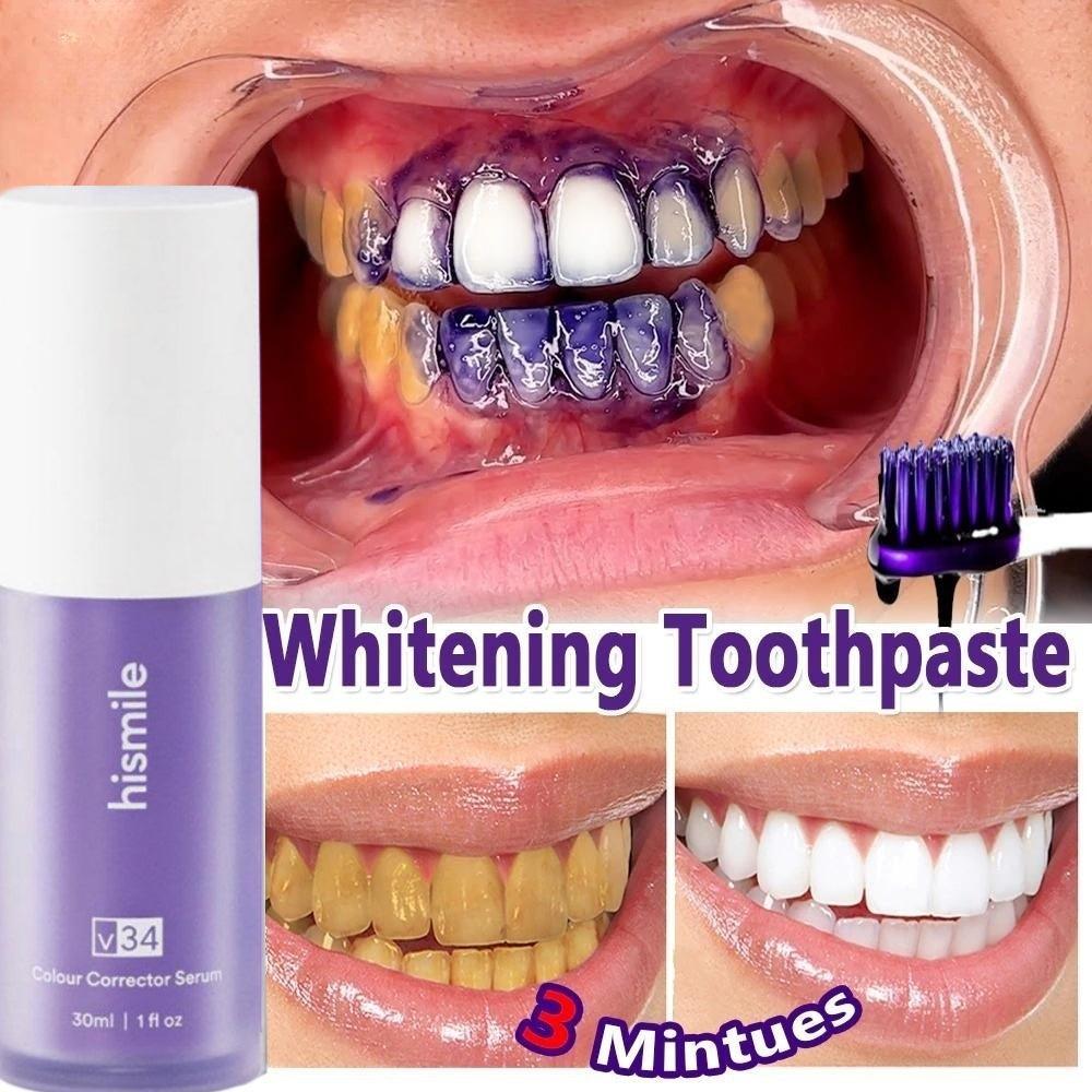 V34 Colour Corrector Serum – Purple Teeth Whitening Toothpaste | 30ml Brightening Liquid Formula