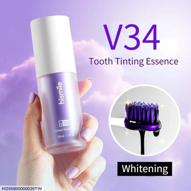 V34 Colour Corrector Serum – Purple Teeth Whitening Toothpaste | 30ml Brightening Liquid Formula