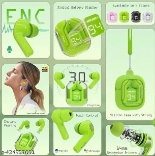 Air31 T6 Crystal Wireless Earphones Bluetooth 5.3 Earbuds with LED Display – Stereo Sound & Fast Charging