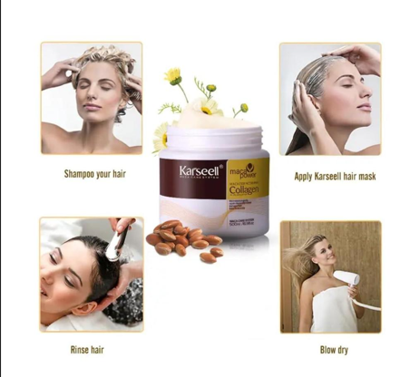 Karseell Collagen Hair Mask – Maca Essence Repair for Dry Frizzy Hair | 500ml
