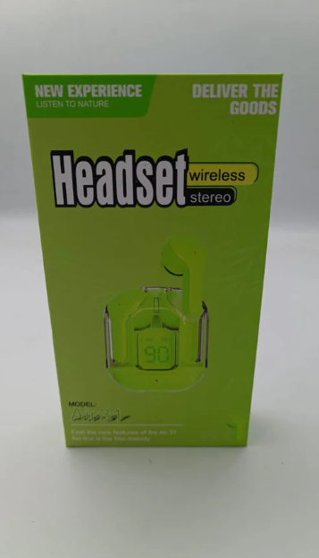 Air31 T6 Crystal Wireless Earphones Bluetooth 5.3 Earbuds with LED Display – Stereo Sound & Fast Charging