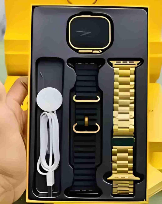 HK9 Ultra – Golden Edition Smart Watch | 2.2” Infinite Display | Bluetooth Calling | Wireless Charging | Fitness & Sleep Tracking | Series 8 Smartwatch