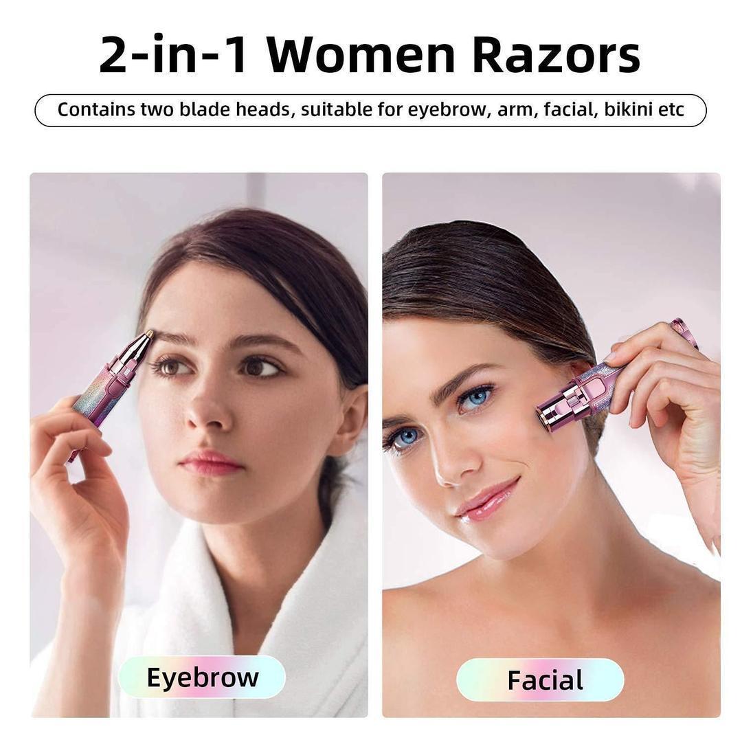 Flawless 2-in-1 Eyebrow Trimmer | Rechargeable Hair Remover with USB Charging Cable and Cleaning Brush