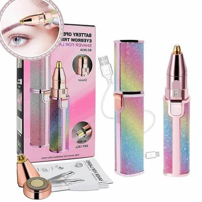 Flawless 2-in-1 Eyebrow Trimmer | Rechargeable Hair Remover with USB Charging Cable and Cleaning Brush