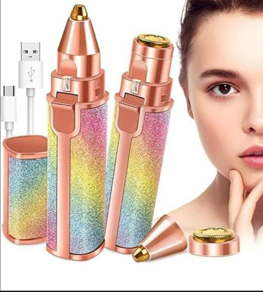 Flawless 2-in-1 Eyebrow Trimmer | Rechargeable Hair Remover with USB Charging Cable and Cleaning Brush
