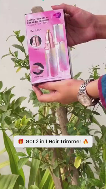Flawless 2-in-1 Eyebrow Trimmer | Rechargeable Hair Remover with USB Charging Cable and Cleaning Brush